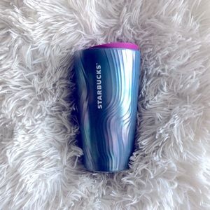 🌈NEW💙Starbucks 2022 Valentine’s Blue Iridescent Sheen Wavy Ceramic Travel Mug